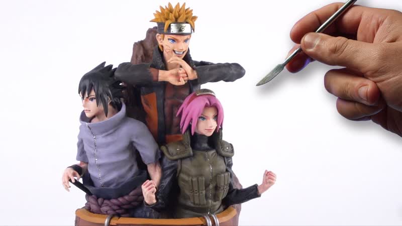 Sculpting naruto, sasuke sakura diorama naruto shippuden [ team 7 ]