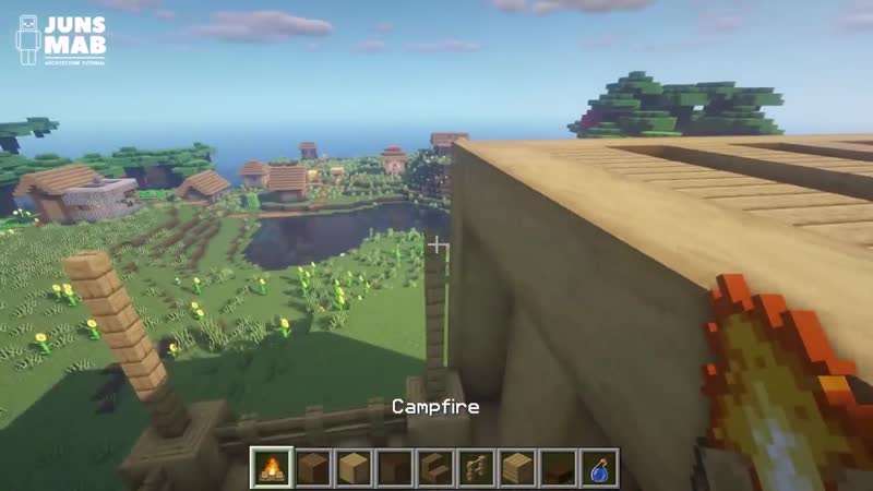 [juns mab architecture tutorial] minecraft how to build a wooden house | easy survival house tutorial #123