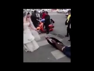Groom who got cold feet on his wedding day is dragged to ceremony in chains by fuming bride