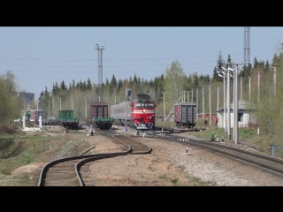 Тэп70 0413 с поездом №034я москва сыктыар проходит ст човью