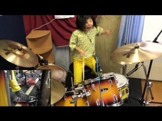 Led zeppelin cover by yoyoka, 8 year old drummer