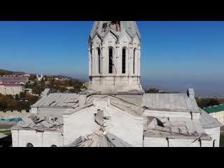 Aftermath of intentional missile strikes on st ghazanchetsots cathedral in #shushi