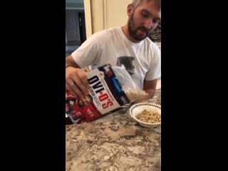 Alex ovechkin looks absolutely delighted to eat the cereal named after himself
