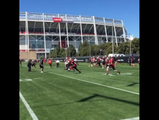 Five man routes with a pass thrown to each one of them during #49ers minicamp