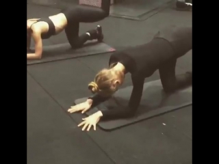 Romee with elizabeth sulcer working out at dogpound gym