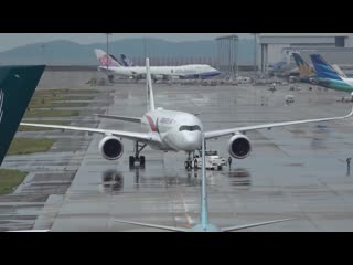 Malaysia airlines airbus a350 900 9m mae takeoff from kix 24l