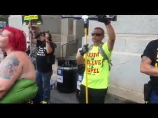 Militant christian media street preacher sexually assaulted by anti trump protester