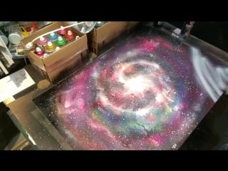 Amazing spray paint art nebula picture pink violet blue space painting cosmous by homenko