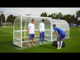 Gary cahill helped jt and ruben try the new kit at cobham turn them blue! #bethedifference
