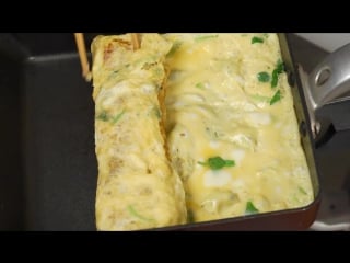 Tamagoyaki (japanese omelette) cooking with dog