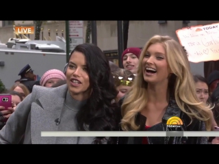 Adriana lima, elsa hosk collect toys, talk victoria’s secret show today