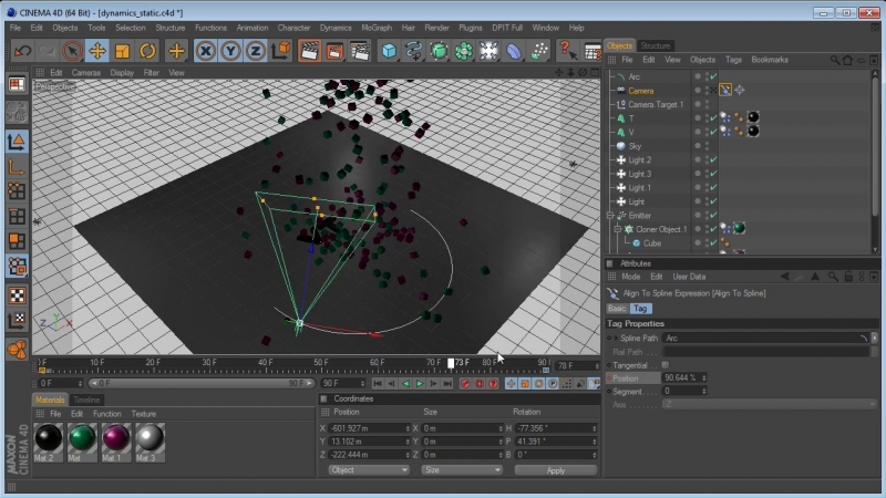 Cinema 4d tutorials dynamics part 2 animation camera to spline