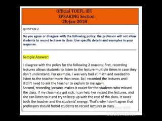 Speaking section toefl ibt sample answer (task 2 ) 28 jan 2018📝☺🙂