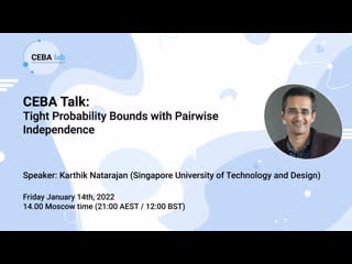 Ceba talk tight probability bounds with pairwise independence