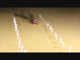 Engine detonates on dune hill climber and then it tumbles back down hill