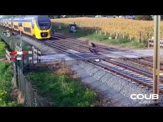 Train and cyclist