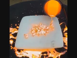 Pouring molten copper on dry ice