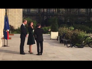 William and kate with the president on the terrace at the elysee palace