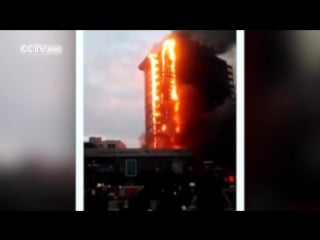 Massive fire breaks out at a building in xichang in china’s sichuan province