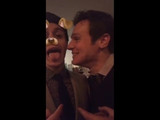 Jonathan groff and gideon glick at the opening night of significant other (from playbill’s snapchat)