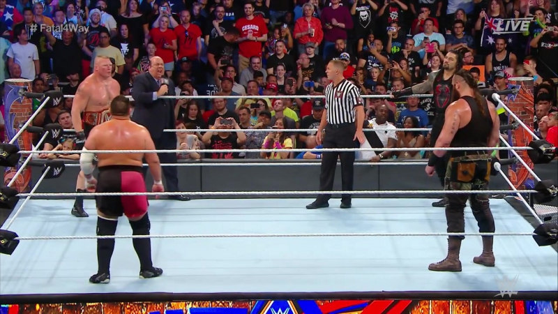 [#my1] брок леснар (ч ) против брона строумана против романа рейнса против самоа джо за титул вселенского чемпиона вве