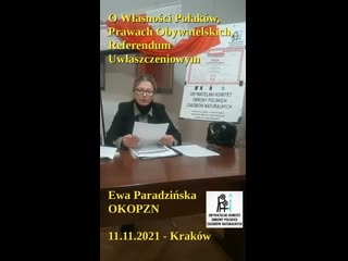 11 11 2021 w dniu 11 listopada o własności, prawach obywatelskich i suwerenności ewa paradzińska okopzn, kraków