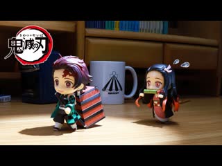 Demon slayer [kimetsu no yaiba] anime of nezuko, tanjiro, zenitsu, and inosuke in stop motion