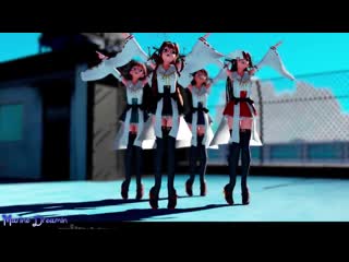 【艦これmmd】金剛4姉妹でmarine dream ミニスカローアングルver 歌詞つき