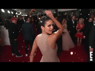 Nina dobrev came prepared for the glambot!