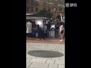 Krystal and exo's lay spotted filming "unexpected love" (160308)